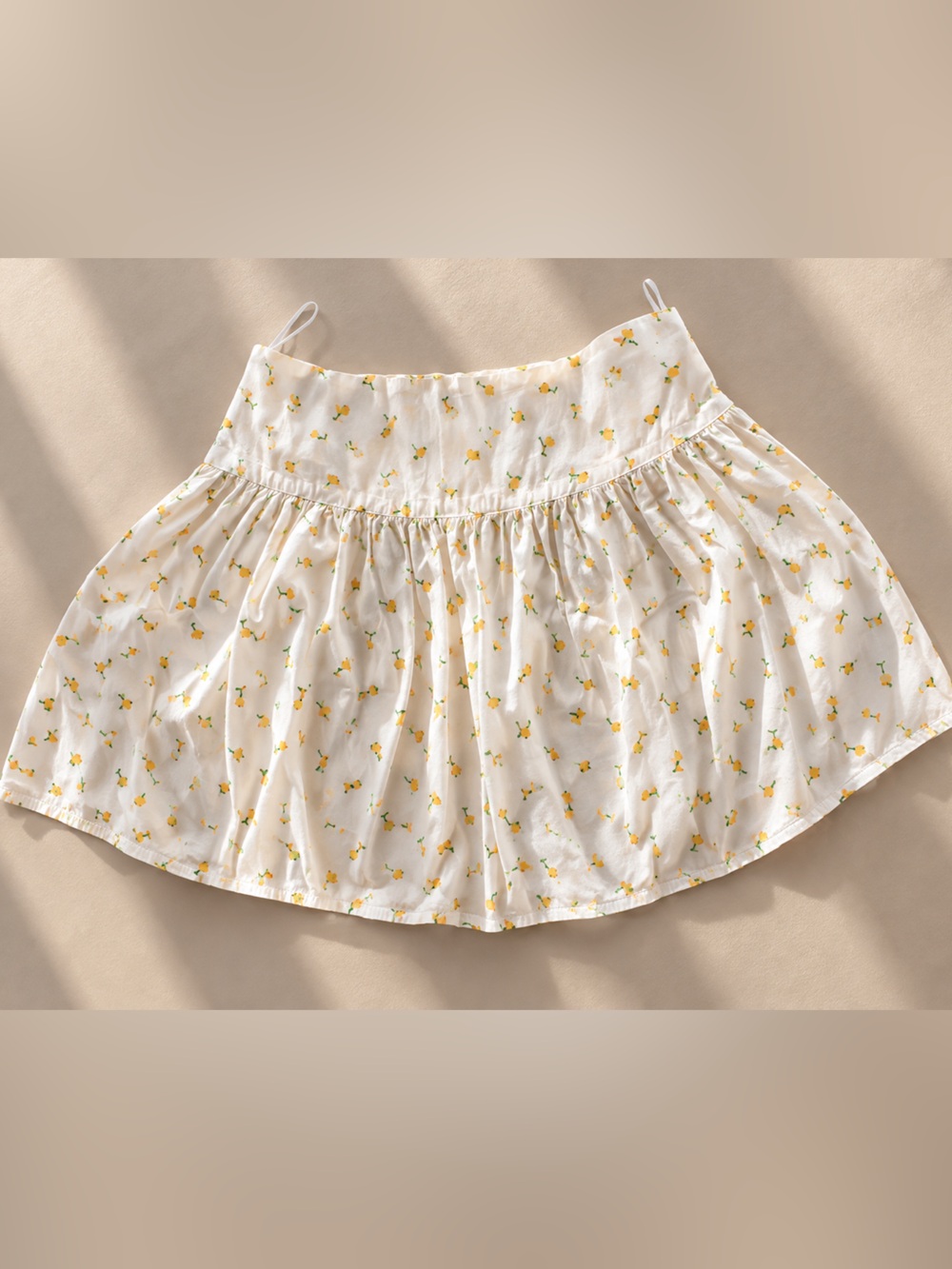 Zara White Mini Skirt with Yellow Floral Print